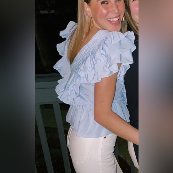 Light Blue Ruffled Top - Picture 2 of 2
